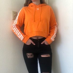 adidas orange cropped hoodie